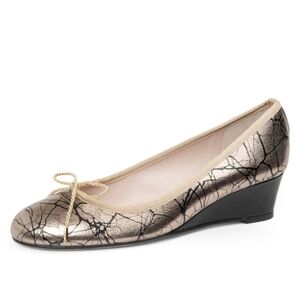 PAUL MAYER Noble Printed Leather Wedge In Bronze/Black Size 9B